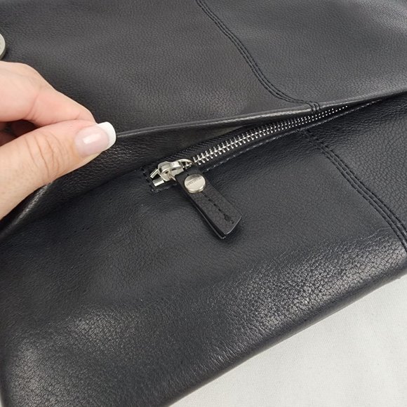 Sanctuary Black Leather Crossbody Oversize Clutch Purse - Picture 4 of 11